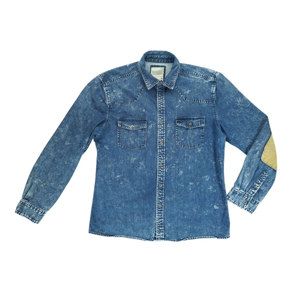 COTTON ON Men's Blue Denim Shirt Washed Size XL